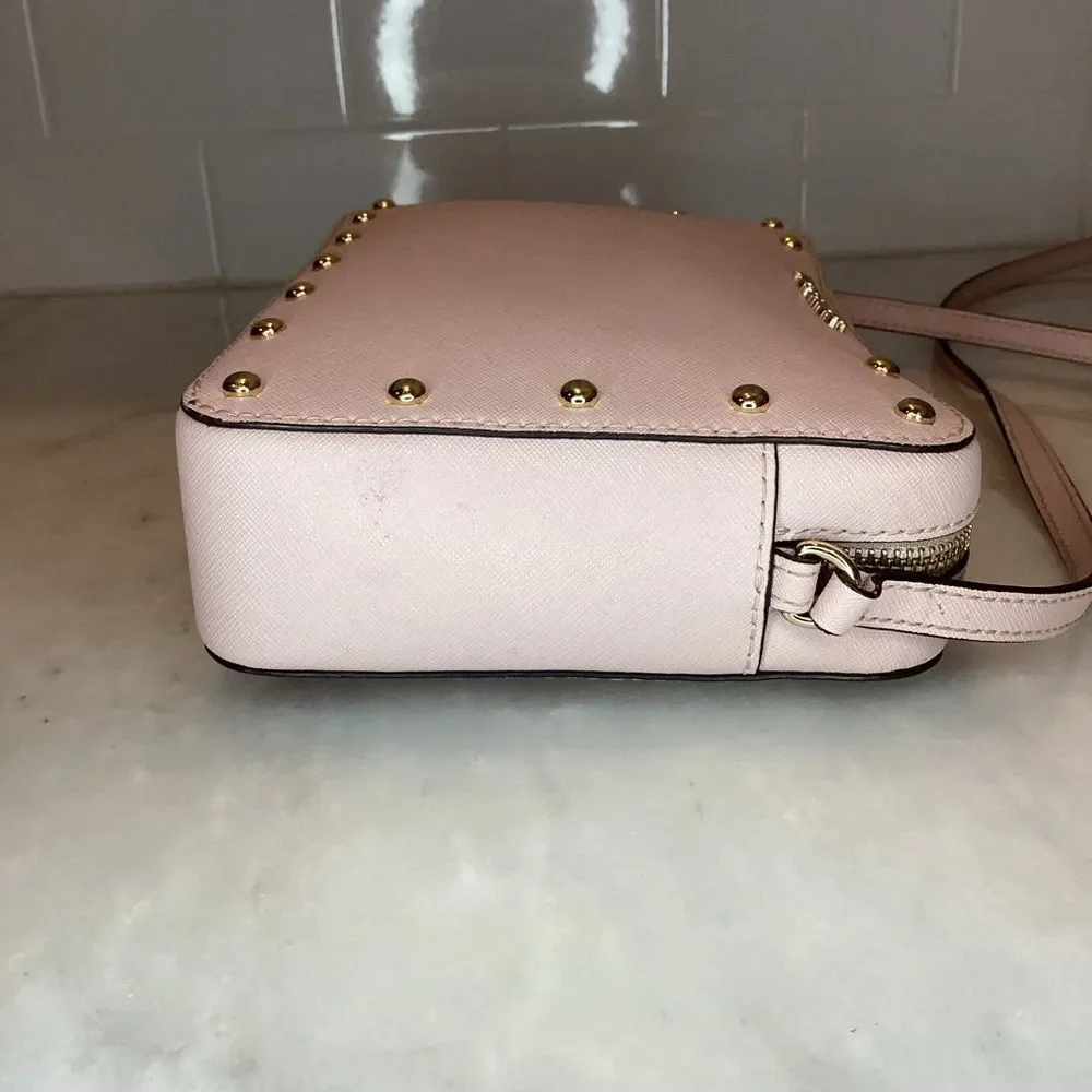 Michael Kors Bag Purse Handbag Leather Pocketbook Pink Stud Saffiano Crossbody
